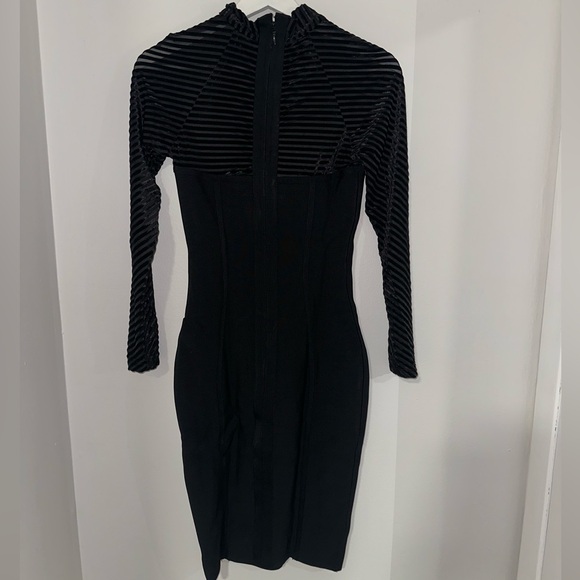 House of CB - ‘Norella’ Black Bandage and Devore Dress - Picture 5 of 5